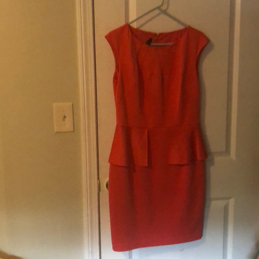 Salmon colored dress.